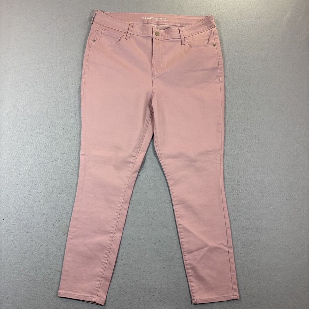 Old Navy Mid Rise Rockstar Tapered Jean Women 14R Pink EUC